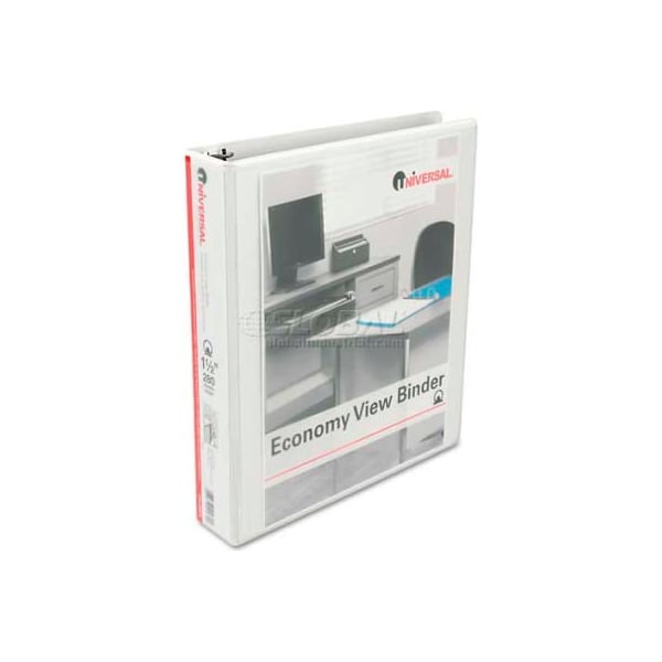 Universal Universal Round Ring Economy Vinyl View Binder, 1-1/2" Capacity, White UNV20972*** - main